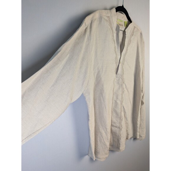 CUBAVERA Shirt Mens L Linen Blend Pullover Guayabera Long Sleeve - Picture 6 of 14